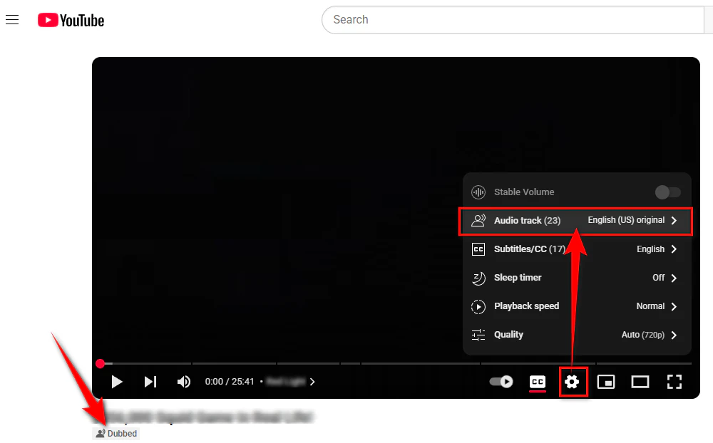 YouTube Video with Multiple Audio Tracks
