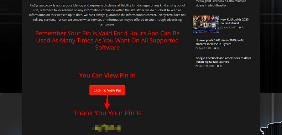 Copy the Pin Code
