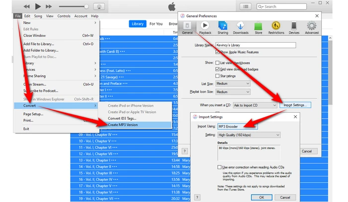 Create MP3 from iTunes on Windows