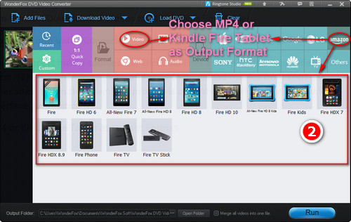 Select MP4 or Kindle Fire Tablet as Output Format