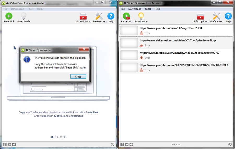 error cannot find valid format 4k video downloader