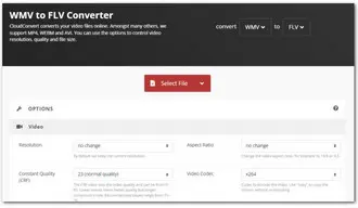 Convert WMV to FLV via CloudConvert