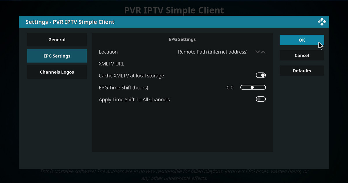 How to configure EPG Settings for PVR IPTV Simple Client