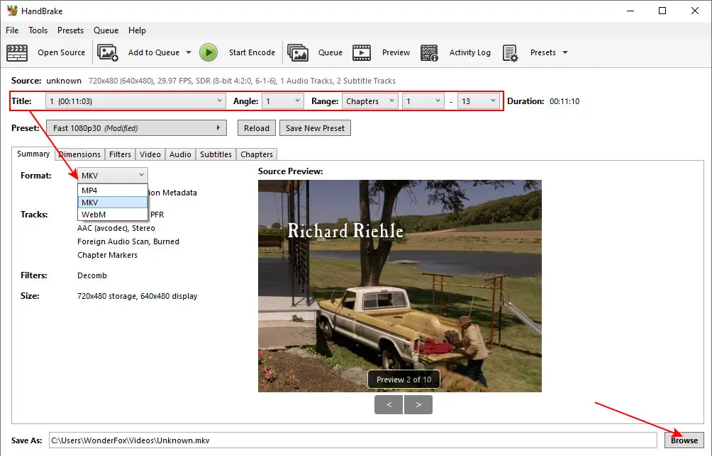 Set MKV as the DVD Movie Output Format