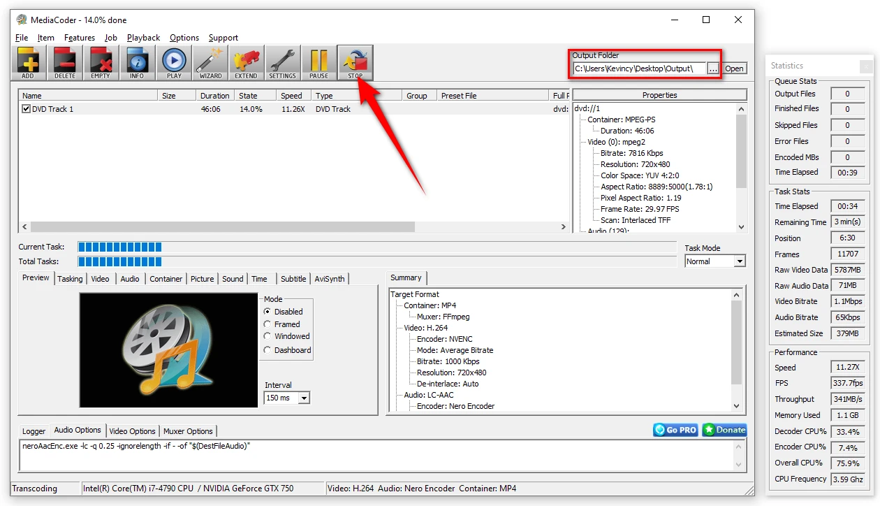 Start DVD Ripping in MediaCoder