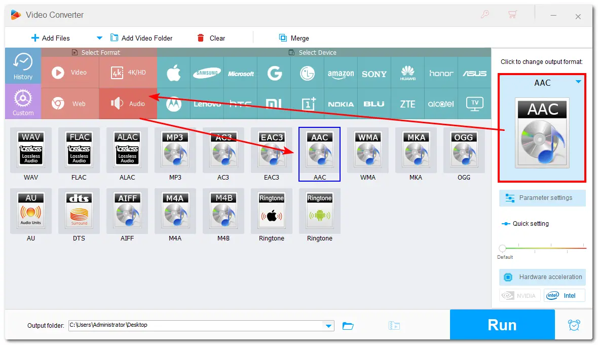 Choose the Output Audio Format