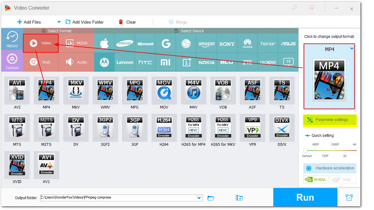 Set MP4 as the Output Format