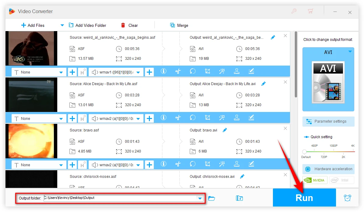 Batch Convert ASF Files to AVI