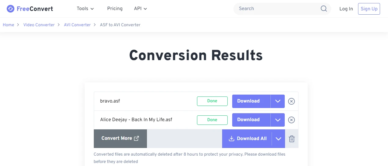 Download Converted AVI Files