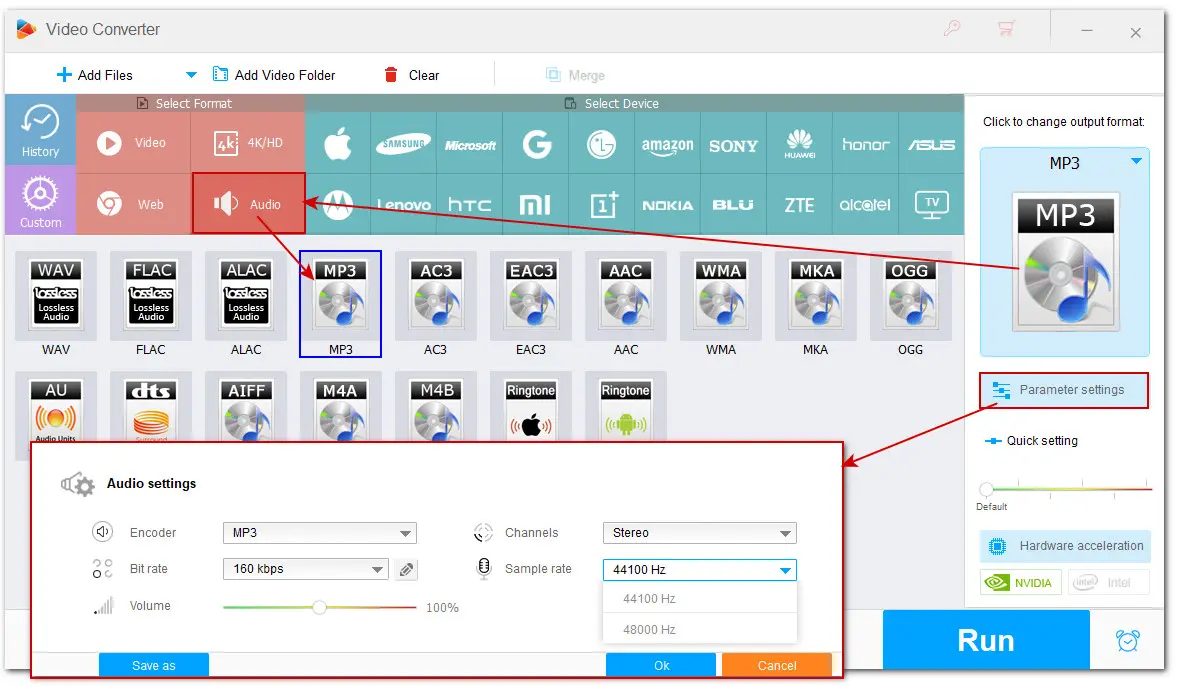 Set MP3 as the Output Format