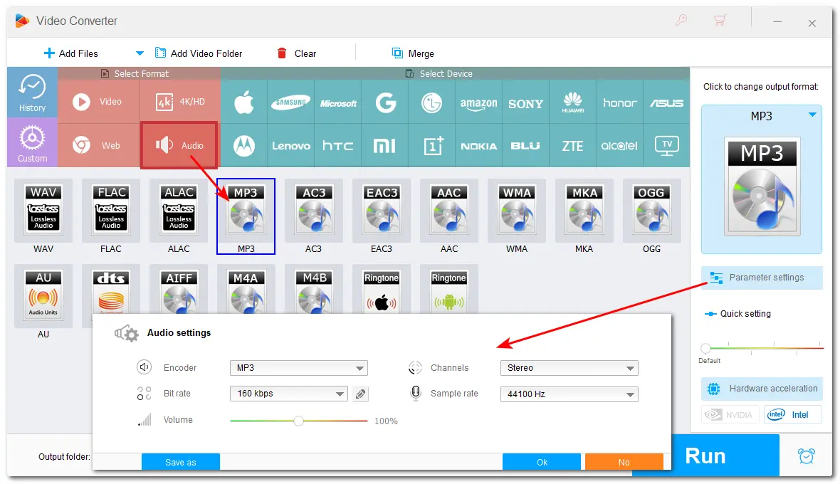 Choose Output Format and Modify Settings