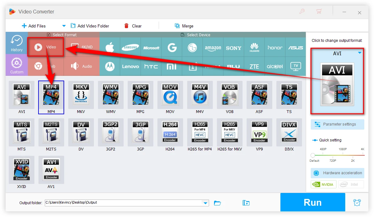 Choose MP4 as Export Format