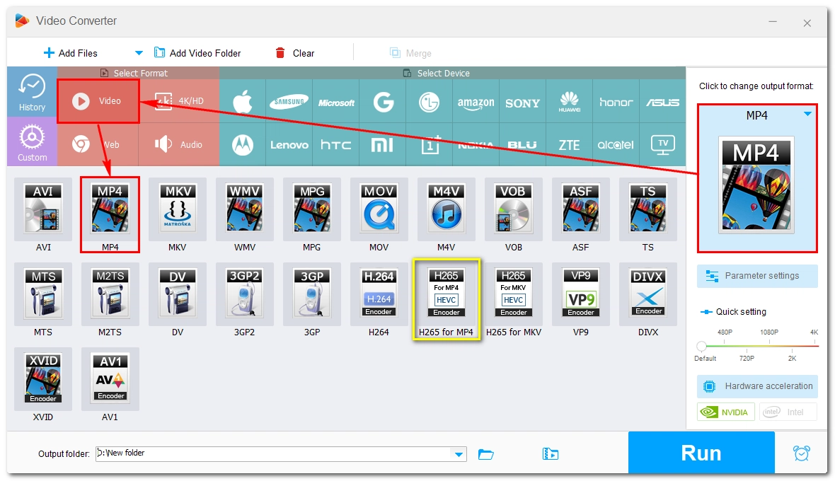 Select MP4 as the Output Format