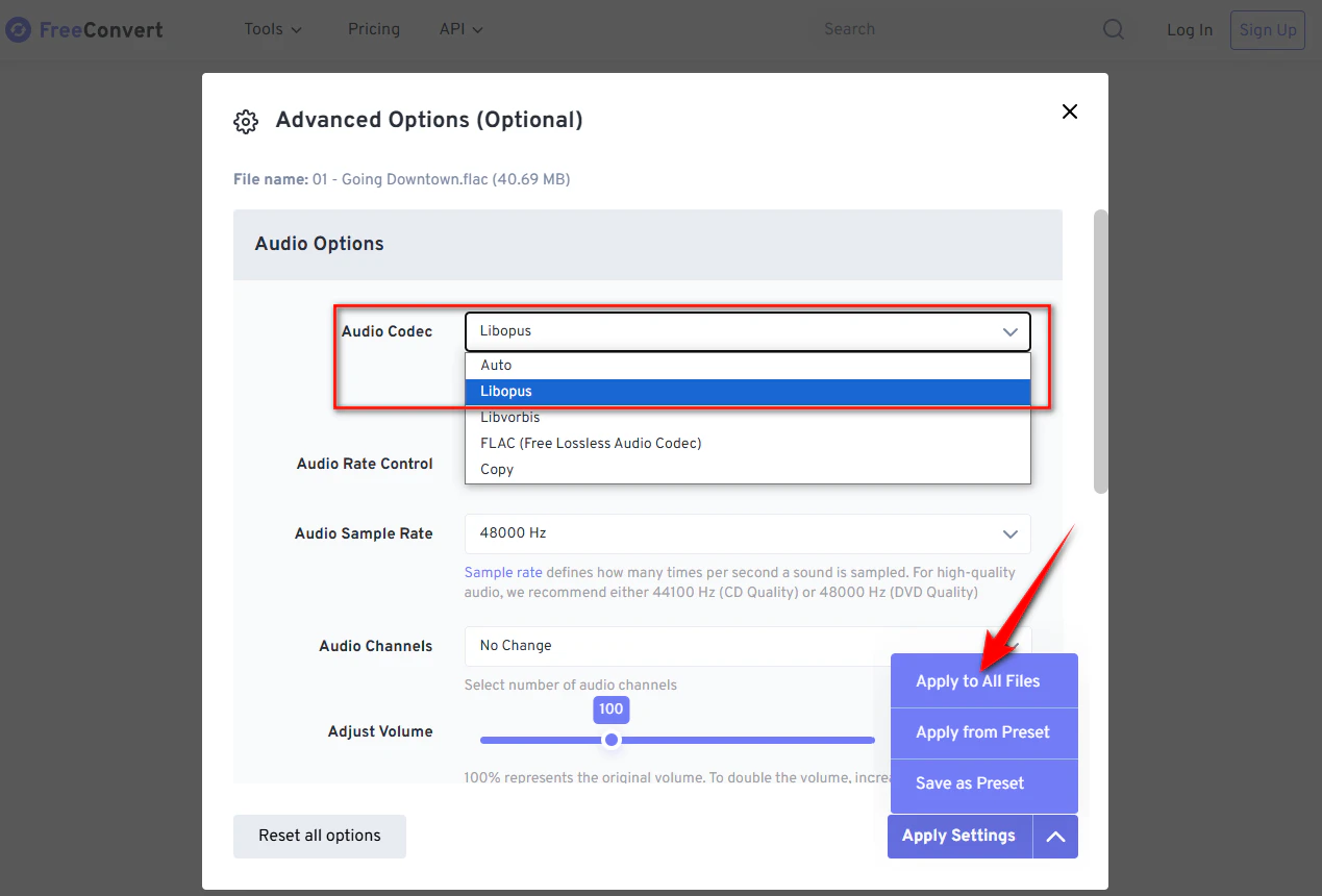 Configure Settings for Opus