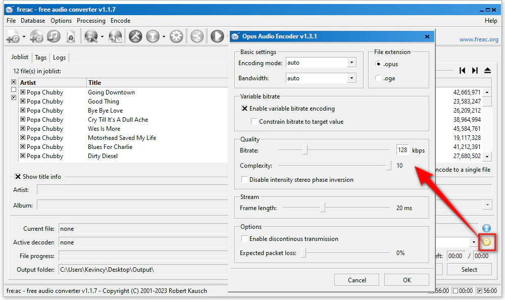 Adjust Settings for Opus