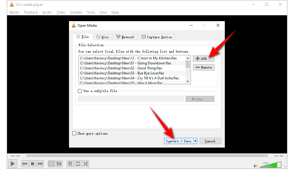 Add FLAC Files in VLC