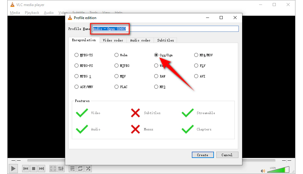 Select OGG as Export Format