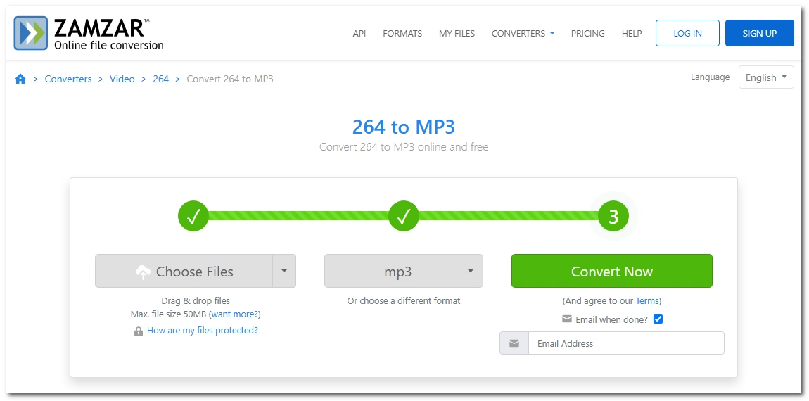 Convert H264 to MP3 Online without Software Installation