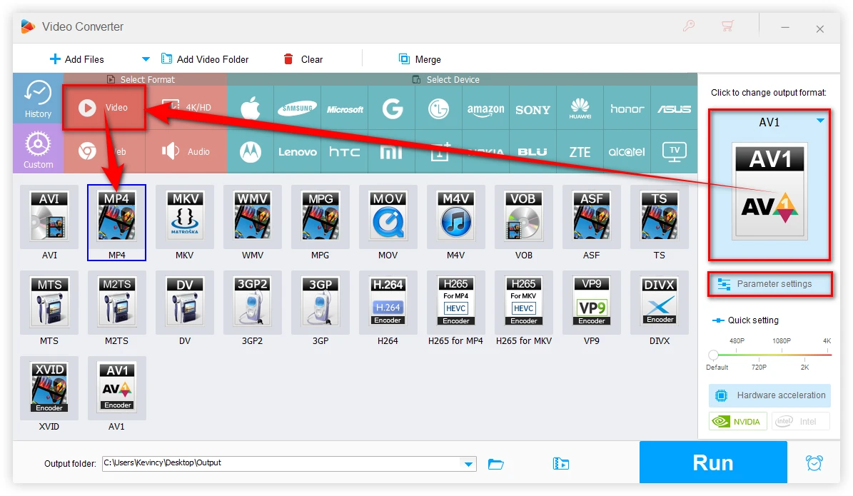 Choose MP4 as the Output Format