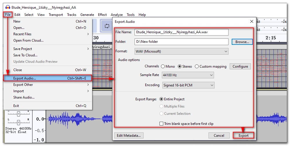 Export MIDI to WAV