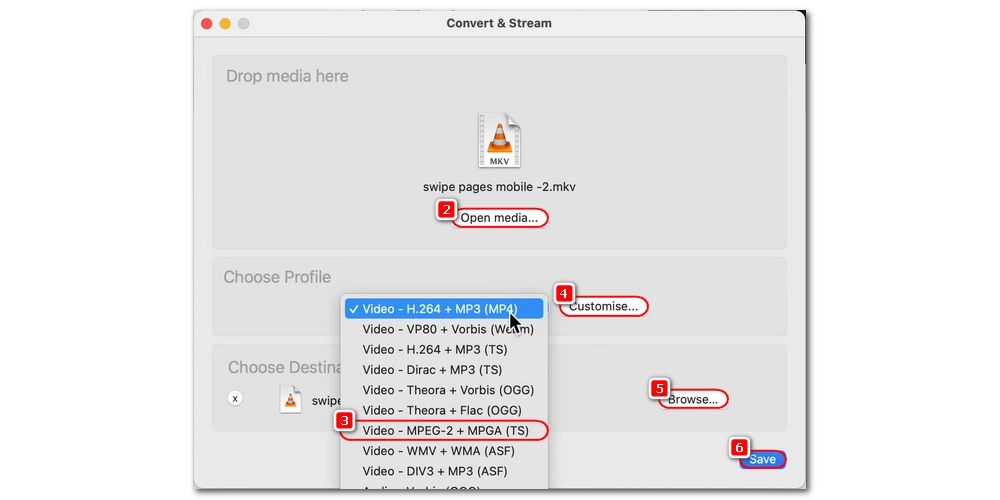 Convert MKV to MPG on Mac with VLC