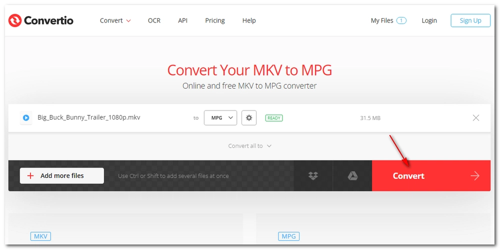 Convert MKV to MPG Online