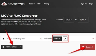 CloudConvert MOV to FLAC Online