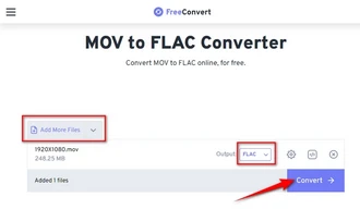 Online MOV to FLAC Converter FreeConvert