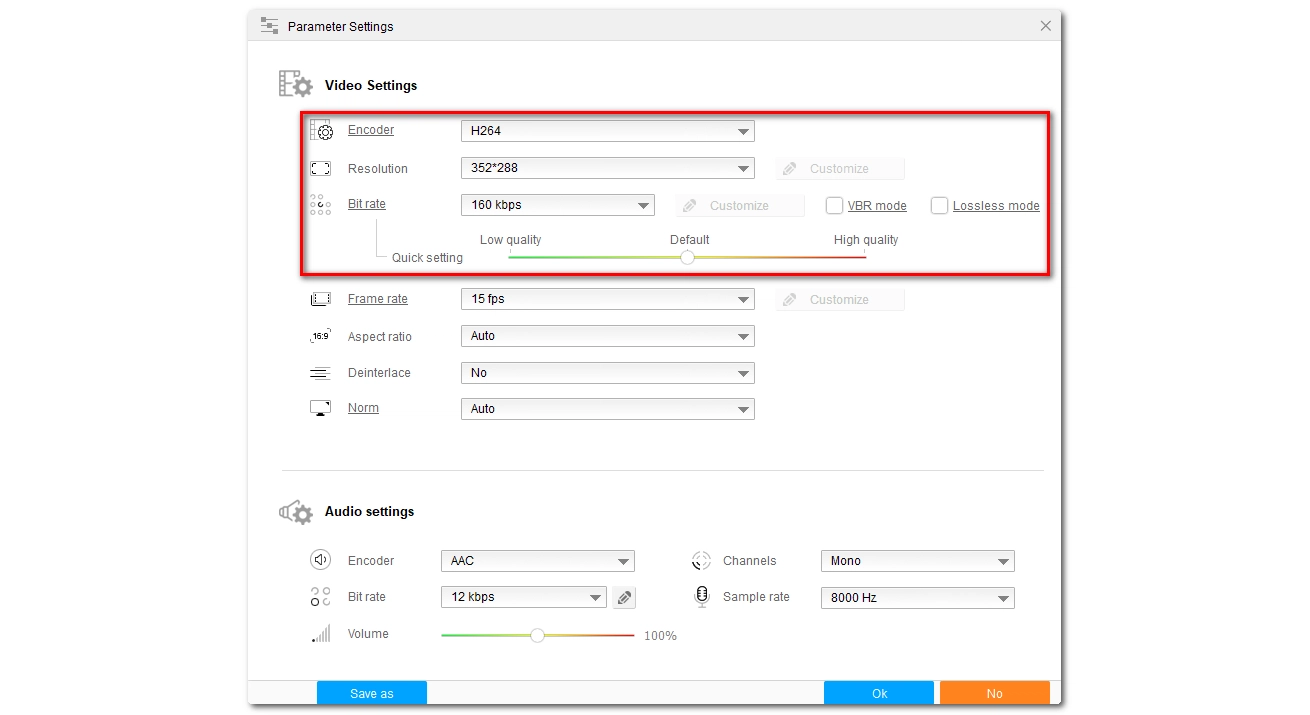 Adjust Conversion Settings