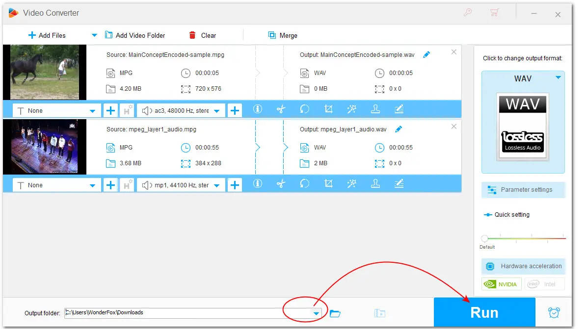 Start to Convert MPG to WAV