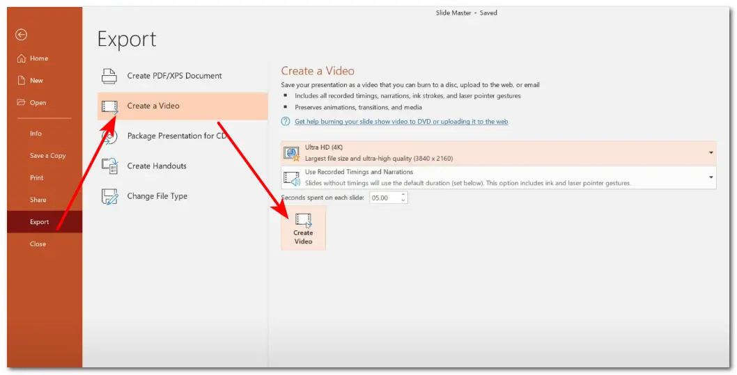 Export PowerPoint as Video