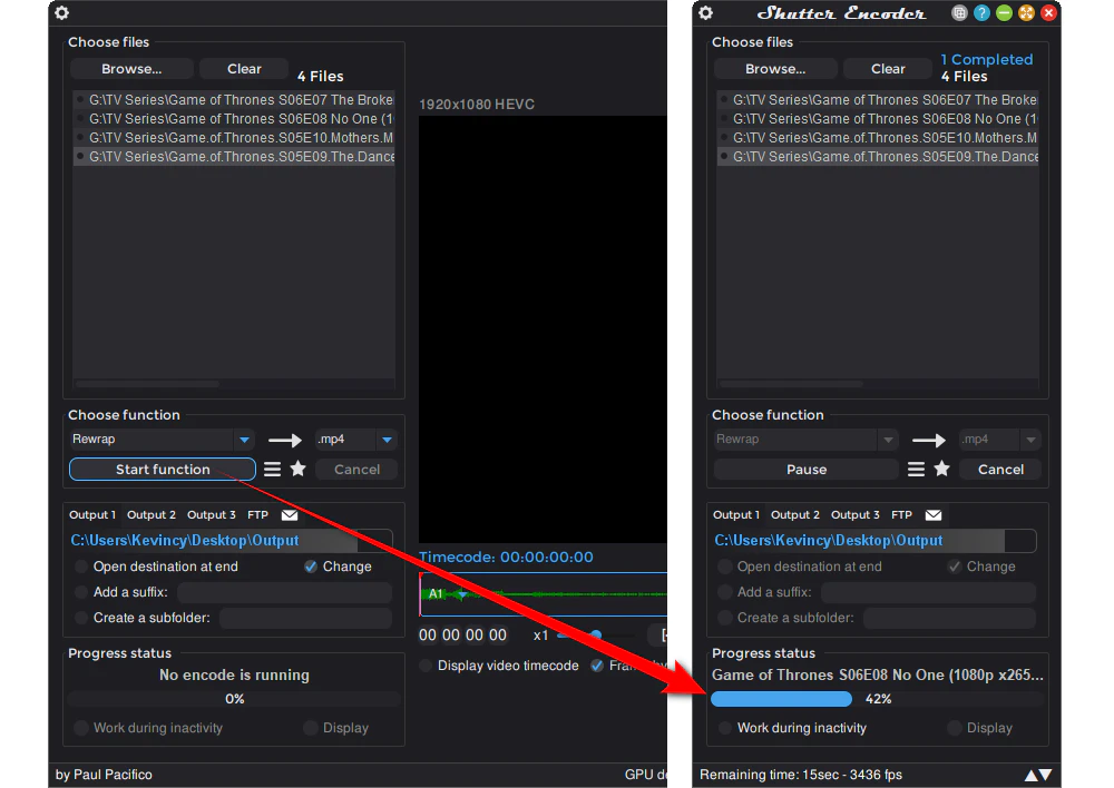 Start Rewrapping MKV to MP4 in Shutter Encoder