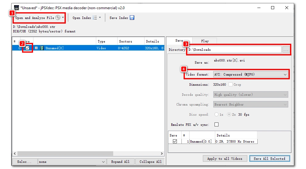 Select Output Settings