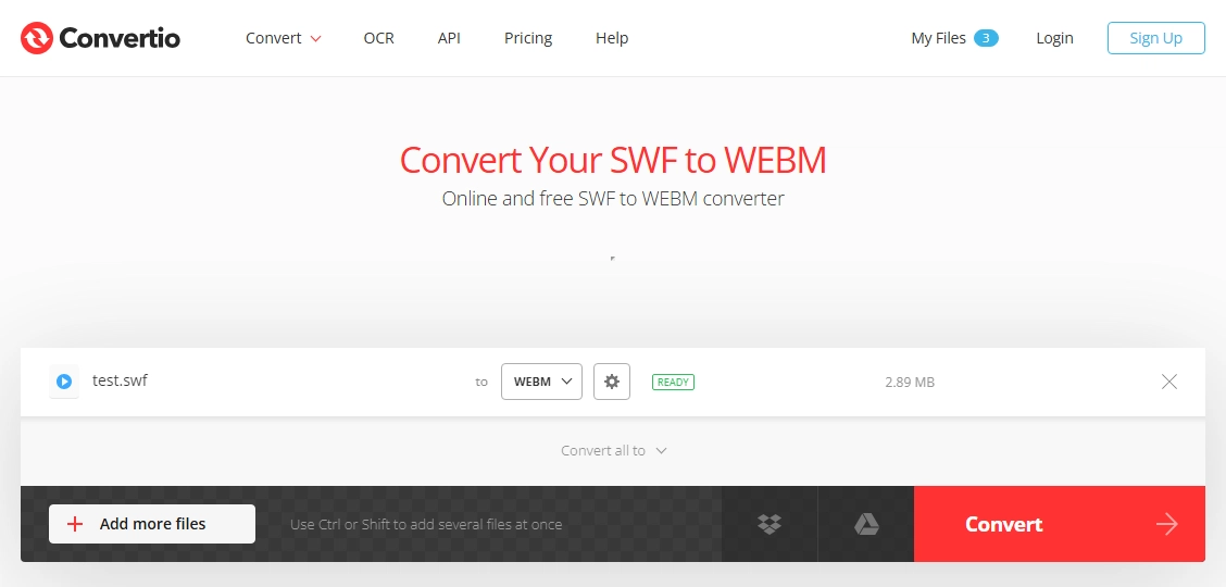 Convert SWF to WebM Online