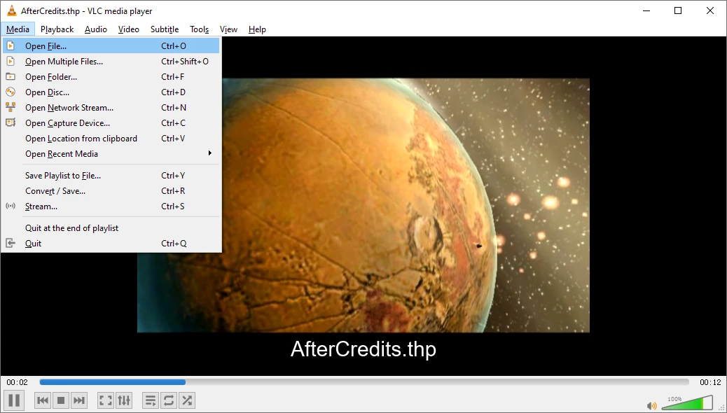 Play THP Files Using VLC