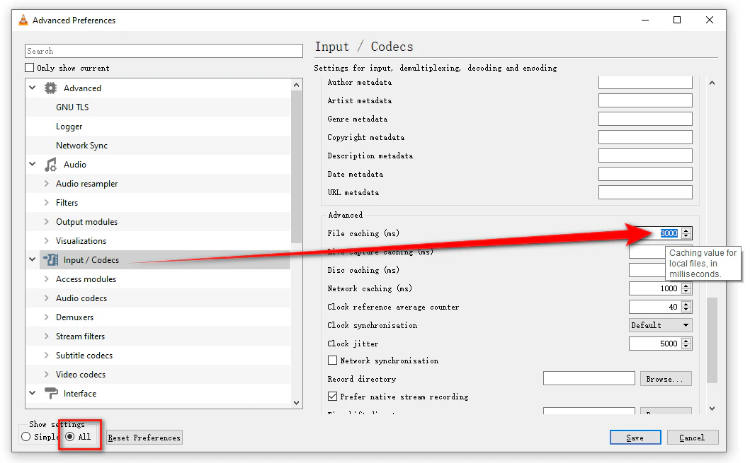 Increase Caching in VLC