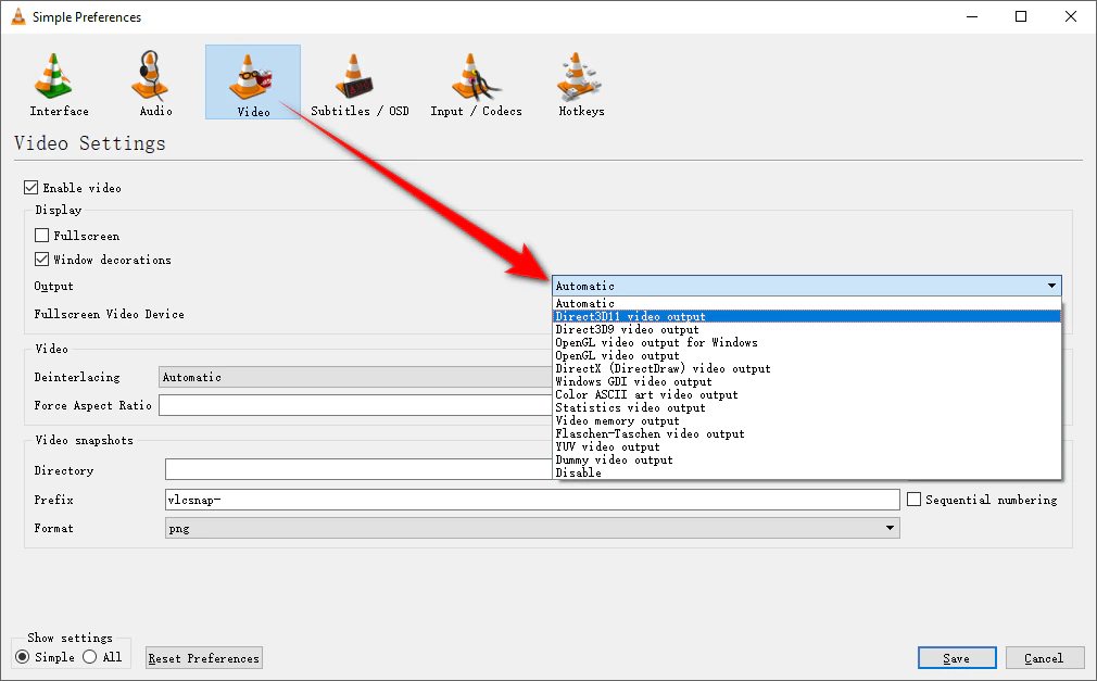 Change Video Output Module