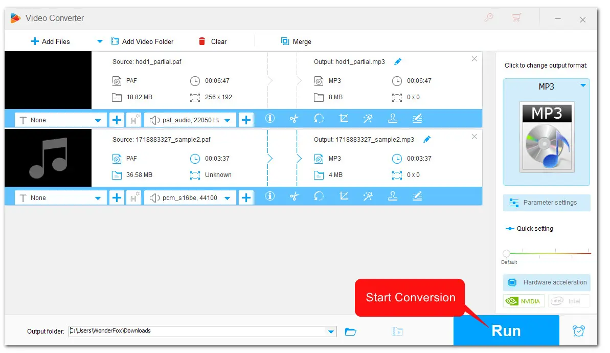 Start Converting PAF Files