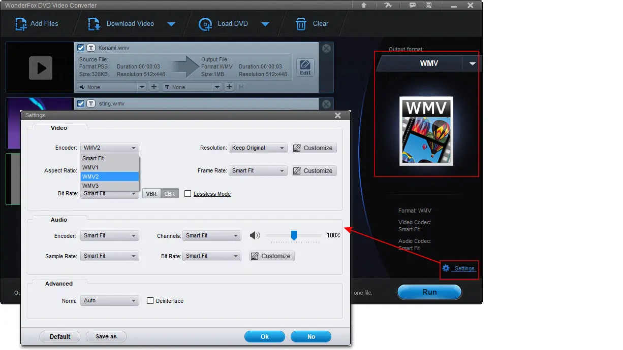 Change PSS Video Format and Encoding Settings