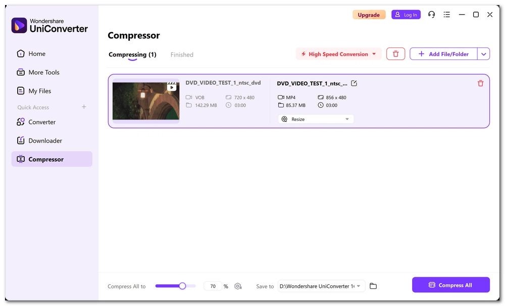 UniConverter Tool: Compress