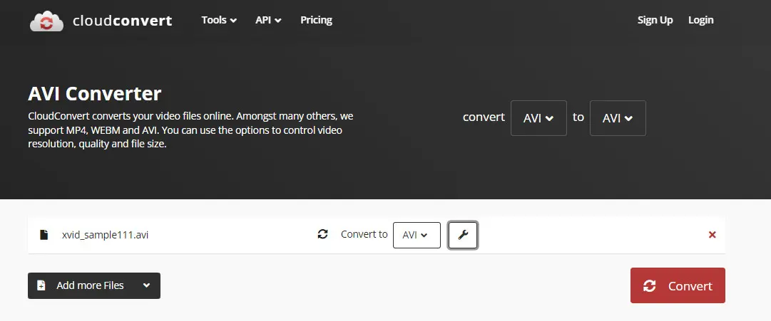 CloudConvert Convert Xvid AVI Online