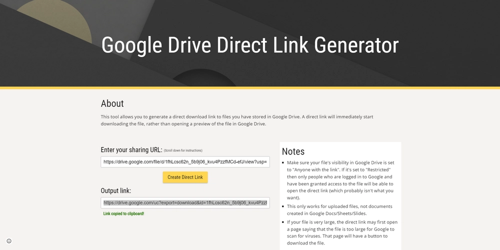 Use Google Drive Direct Link Generator