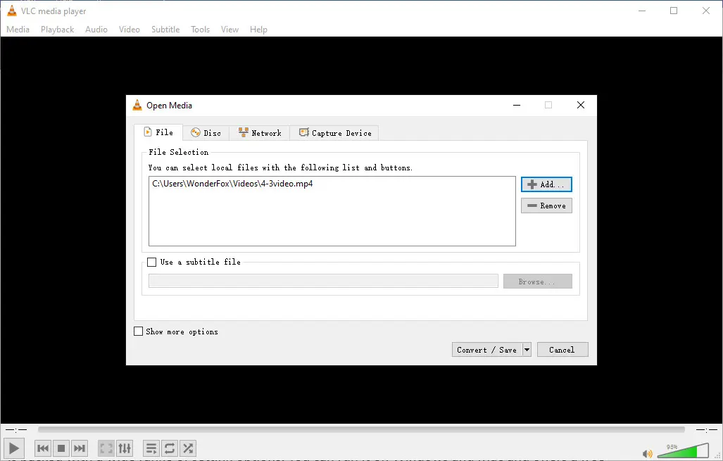 Import 4:3 Source Video into VLC