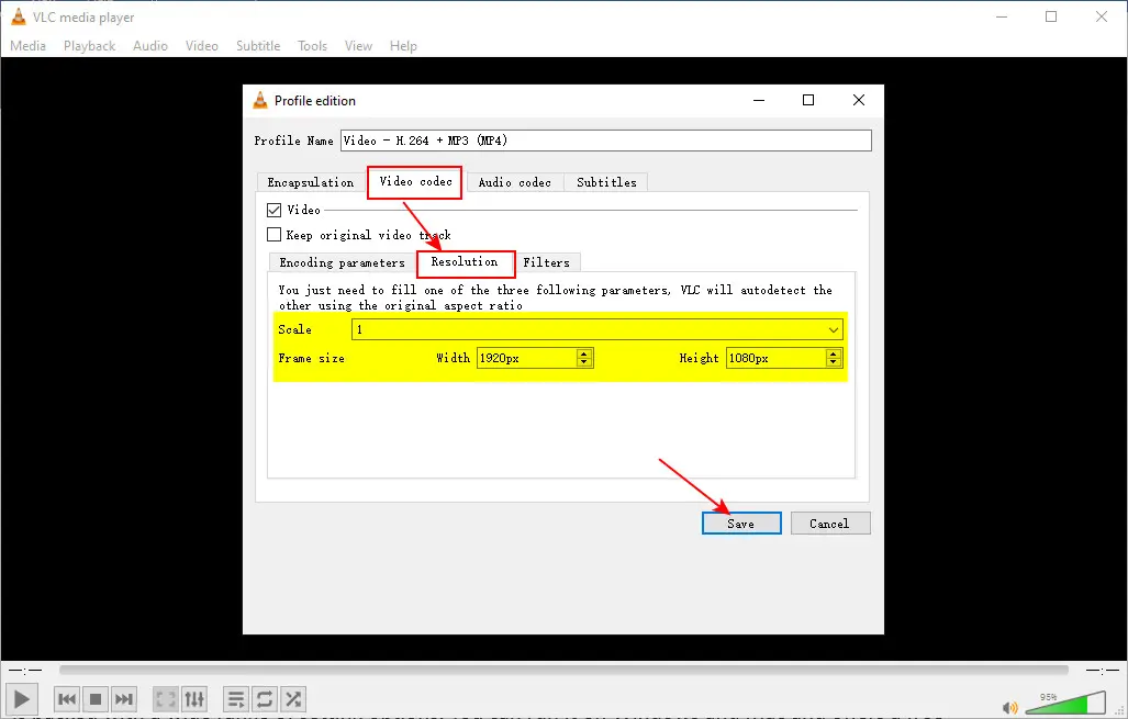 VLC Edit 4:3 Aspect Ratio and Resolution