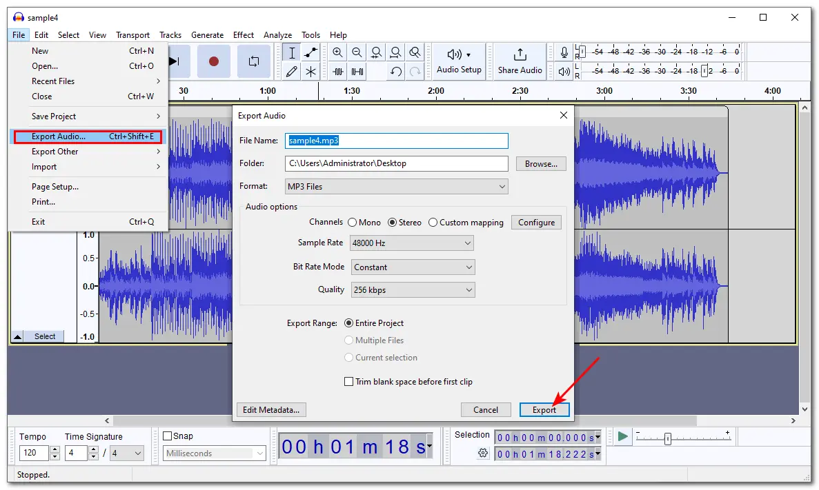 Export Audio File