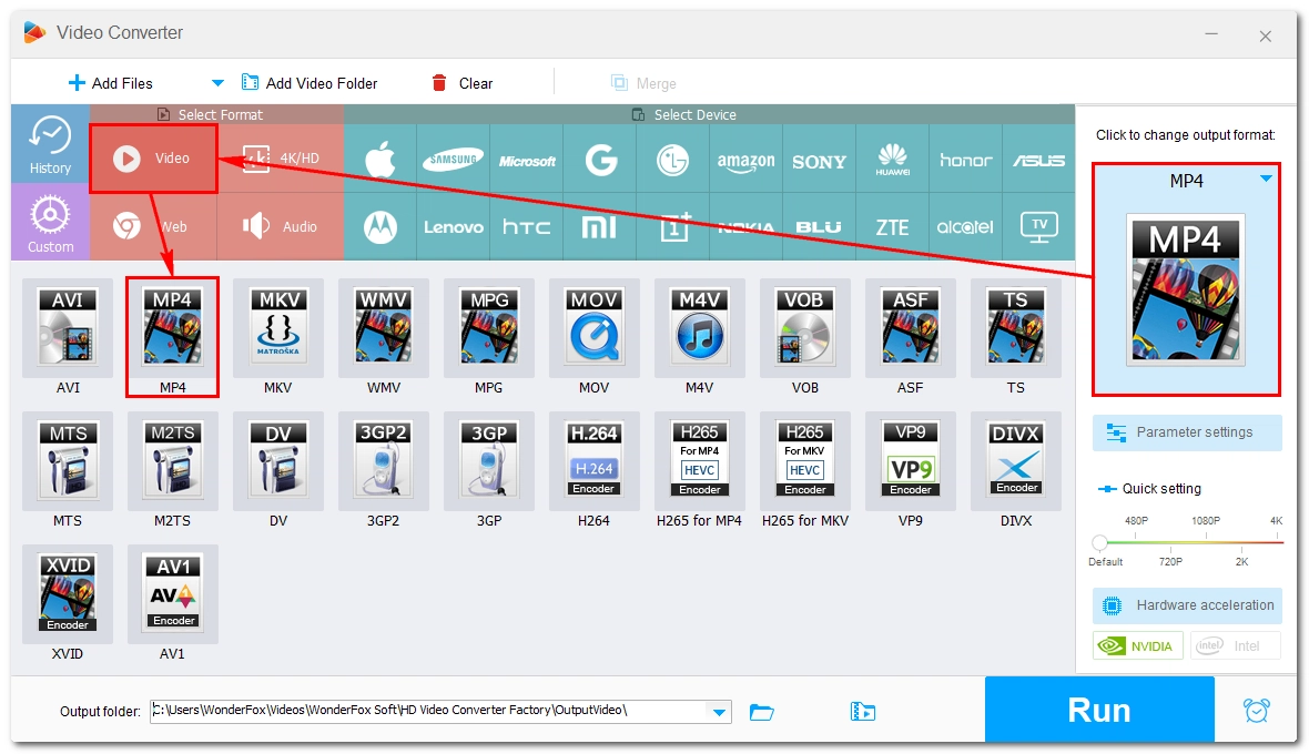 Select the Output Format