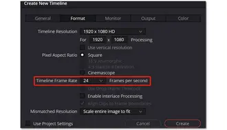 Change Timeline Frame Rate