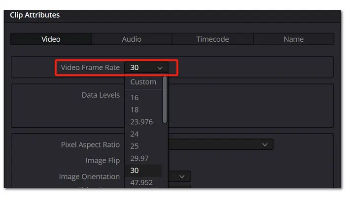 Change Specific Clip Frame Rate