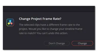 Change Project Frame Rate in DaVinci Resolve