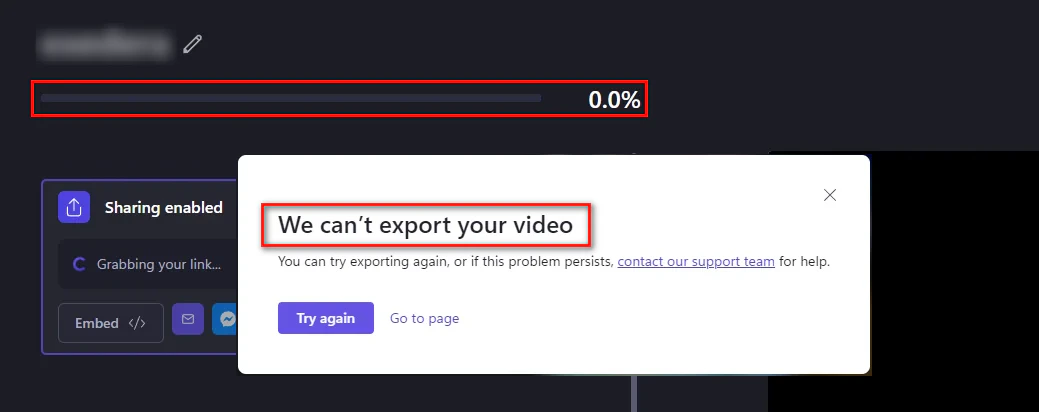 Clipchamp Export Problems